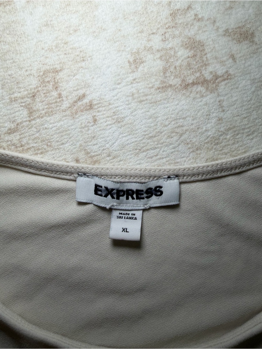 Express Cream Short Sleeve Crewneck Bodysuit Women’s XL - Picture 2 of 7